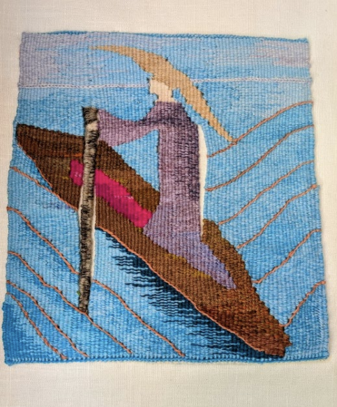Tapestry of person rowing boat